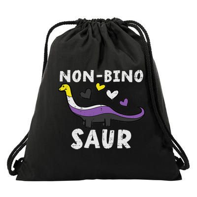 Non Binary Binosaur Dino Enby Pride Flag Lgbt Drawstring Bag