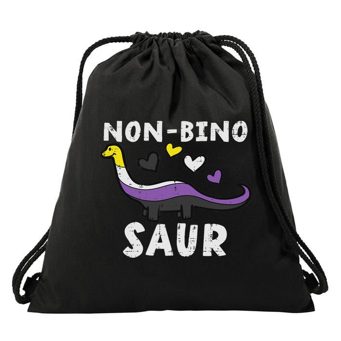 Non Binary Binosaur Dino Enby Pride Flag Lgbt Drawstring Bag
