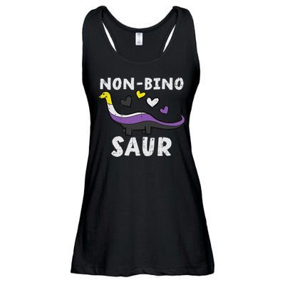 Non Binary Binosaur Dino Enby Pride Flag Lgbt Ladies Essential Flowy Tank
