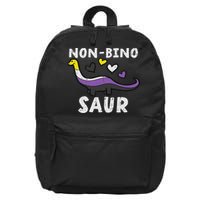 Non Binary Binosaur Dino Enby Pride Flag Lgbt 16 in Basic Backpack