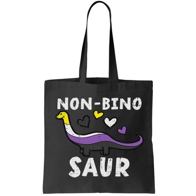 Non Binary Binosaur Dino Enby Pride Flag Lgbt Tote Bag