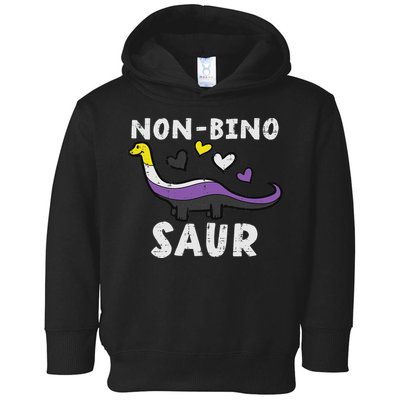 Non Binary Binosaur Dino Enby Pride Flag Lgbt Toddler Hoodie