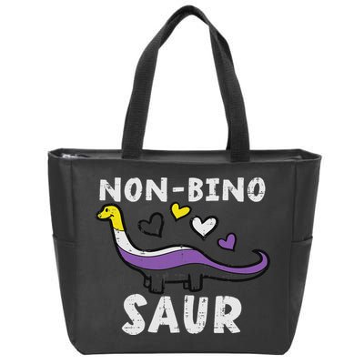 Non Binary Binosaur Dino Enby Pride Flag Lgbt Zip Tote Bag