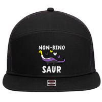 Non Binary Binosaur Dino Enby Pride Flag 7 Panel Mesh Trucker Snapback Hat