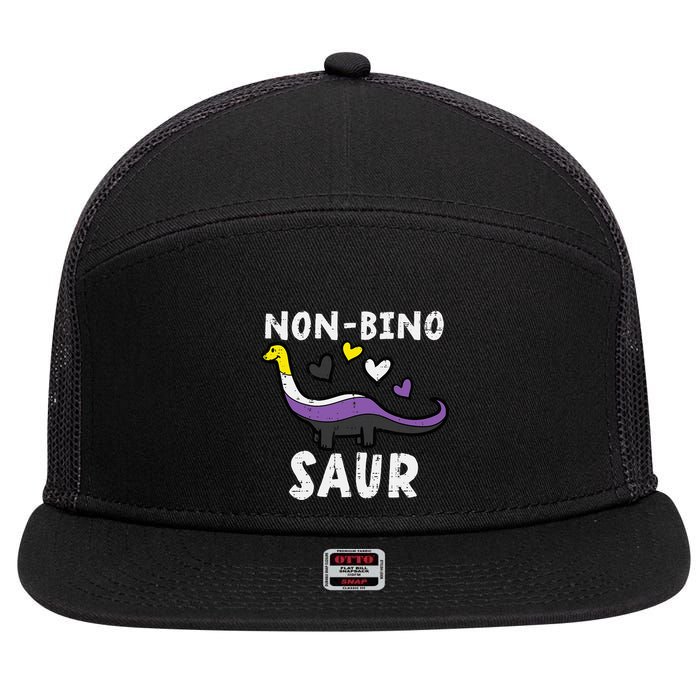 Non Binary Binosaur Dino Enby Pride Flag 7 Panel Mesh Trucker Snapback Hat