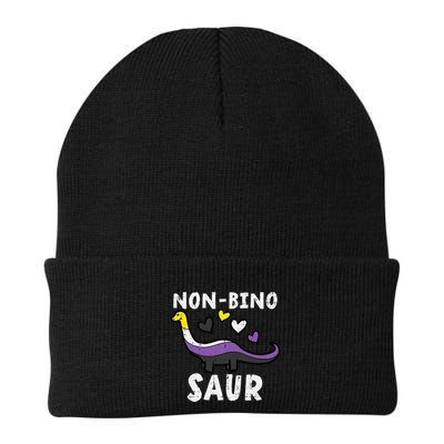 Non Binary Binosaur Dino Enby Pride Flag Knit Cap Winter Beanie