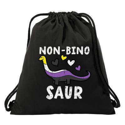 Non Binary Binosaur Dino Enby Pride Flag Drawstring Bag