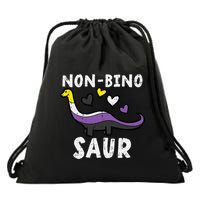 Non Binary Binosaur Dino Enby Pride Flag Drawstring Bag
