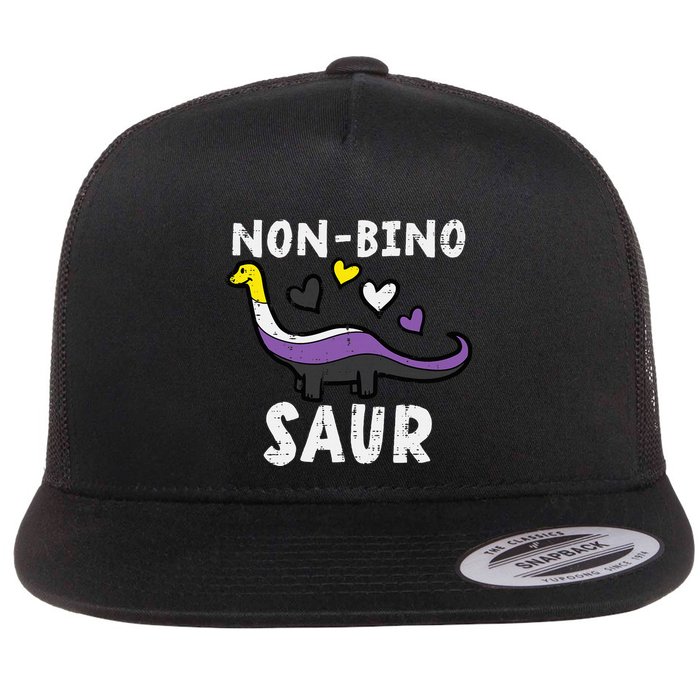 Non Binary Binosaur Dino Enby Pride Flag Flat Bill Trucker Hat
