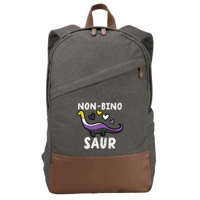 Non Binary Binosaur Dino Enby Pride Flag Cotton Canvas Backpack