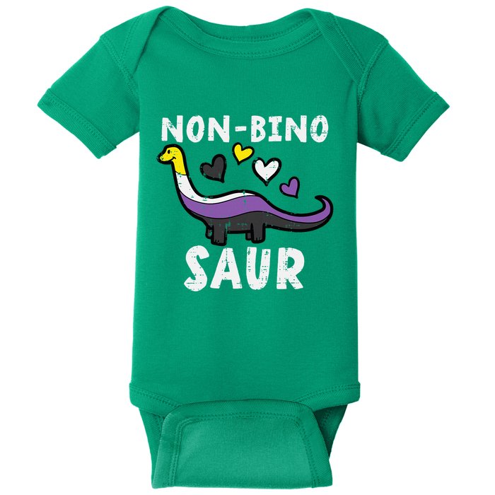 Non Binary Binosaur Dino Enby Pride Flag Baby Bodysuit