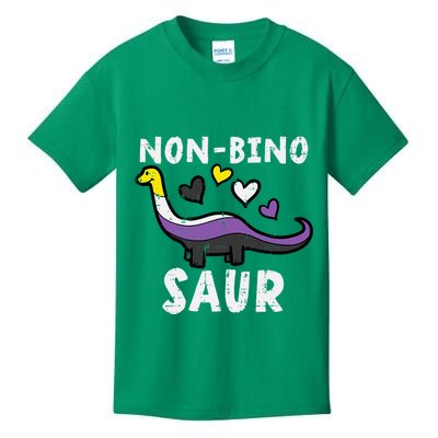 Non Binary Binosaur Dino Enby Pride Flag Kids T-Shirt