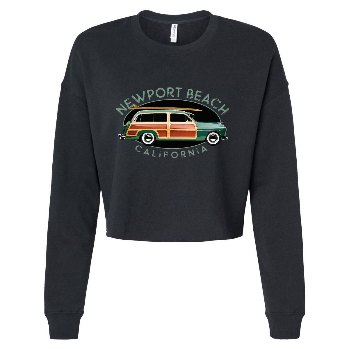 Newport Beach California Vintage Surfing Cropped Pullover Crew