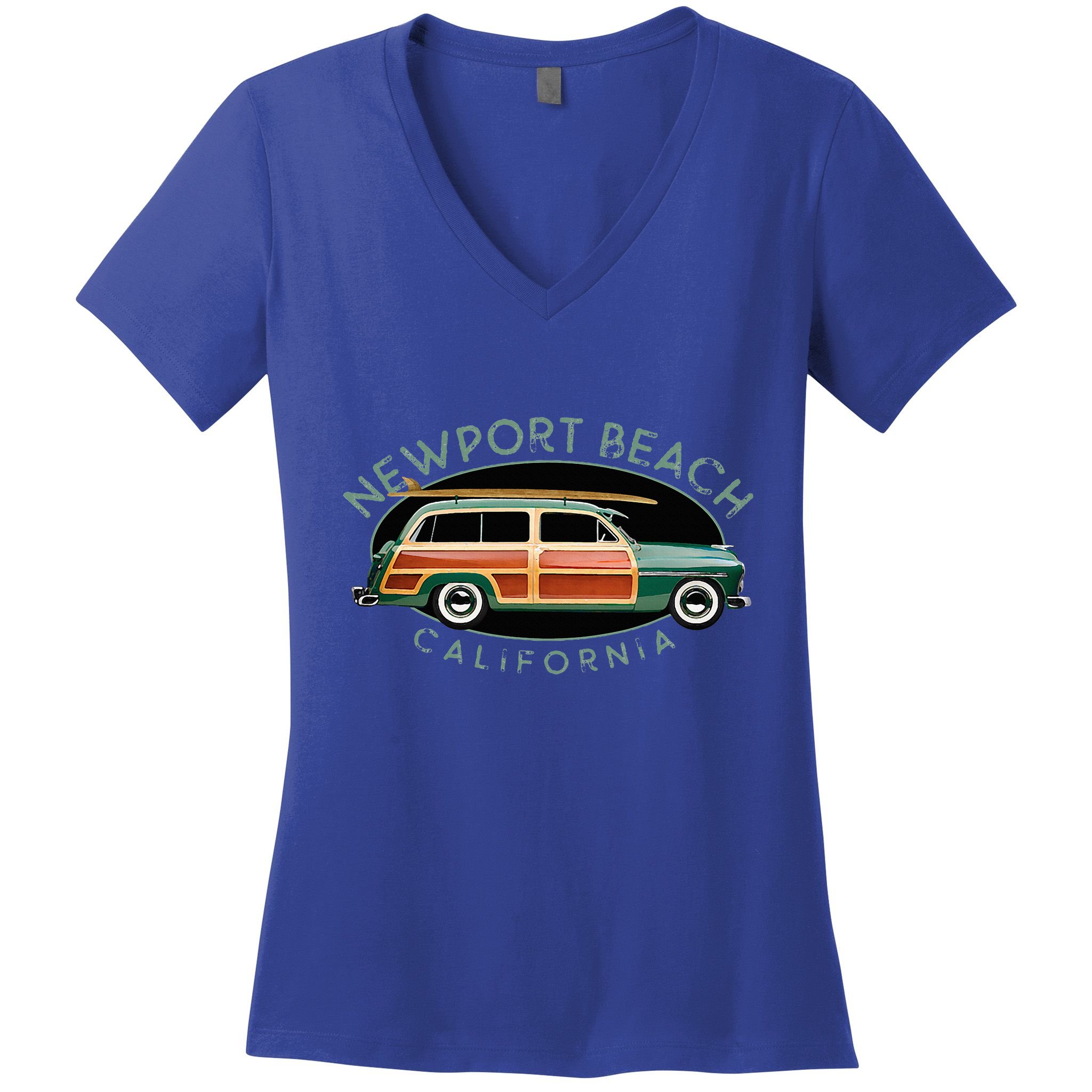 Newport Beach California Vintage Surfing Women's V-Neck T-Shirt