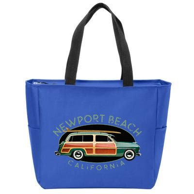 Newport Beach California Vintage Surfing Zip Tote Bag