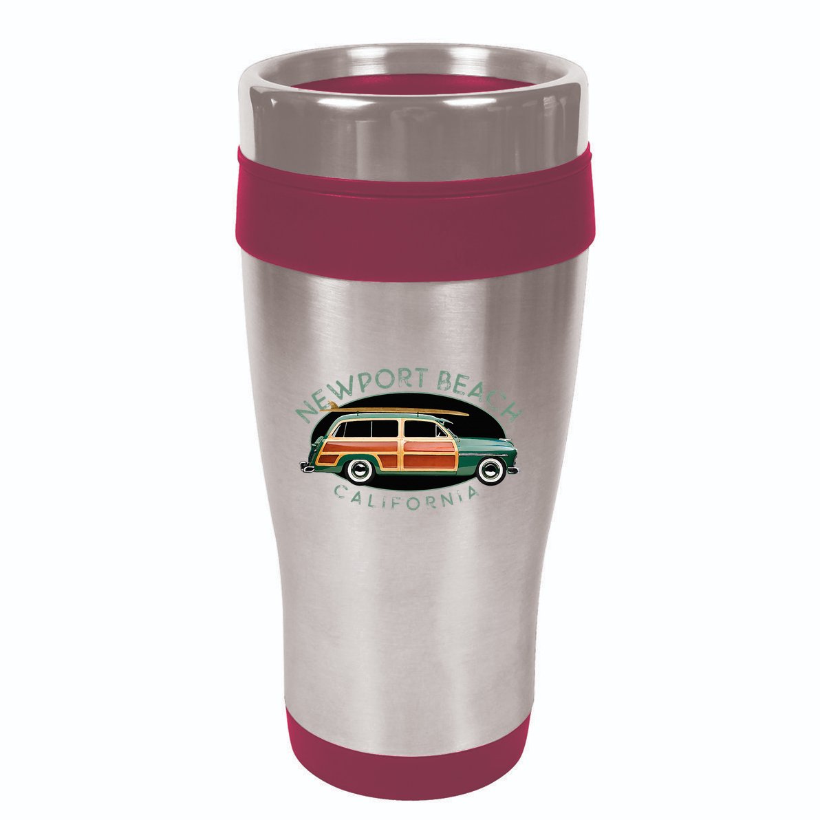 Newport Beach California Vintage Surfing 16oz Travel Tumbler