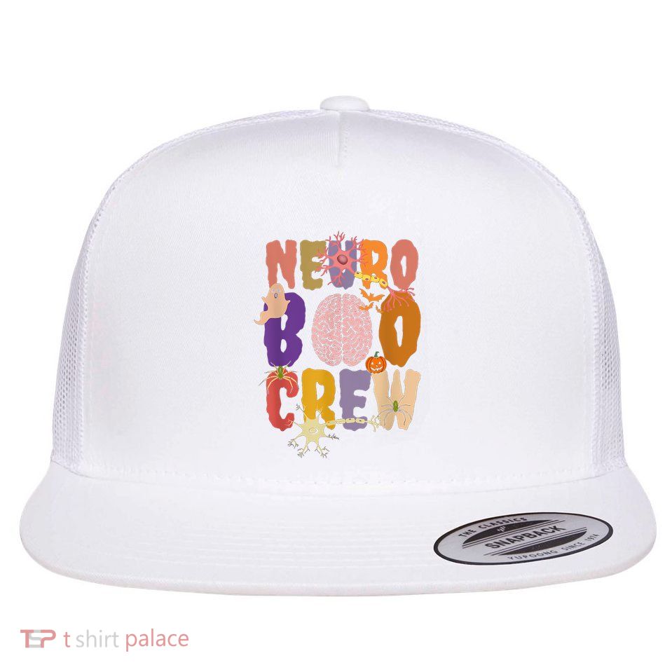 Neuro Boo Crew Halloween Anatomical Brain Anatomy Neurology Flat Bill Trucker Hat