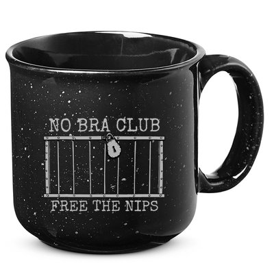 No Bra Club Free Nips Not Guilty 15oz Campfire Ceramic Mug