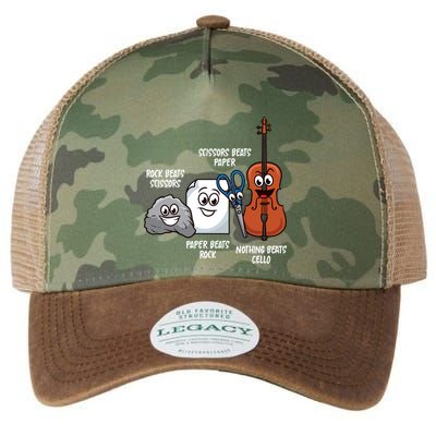 Nothing Beats Cello Rock Paper Scissors Funny For Cellist Legacy Tie Dye Trucker Hat