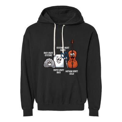 Nothing Beats Cello Rock Paper Scissors Funny For Cellist Garment-Dyed Fleece Hoodie