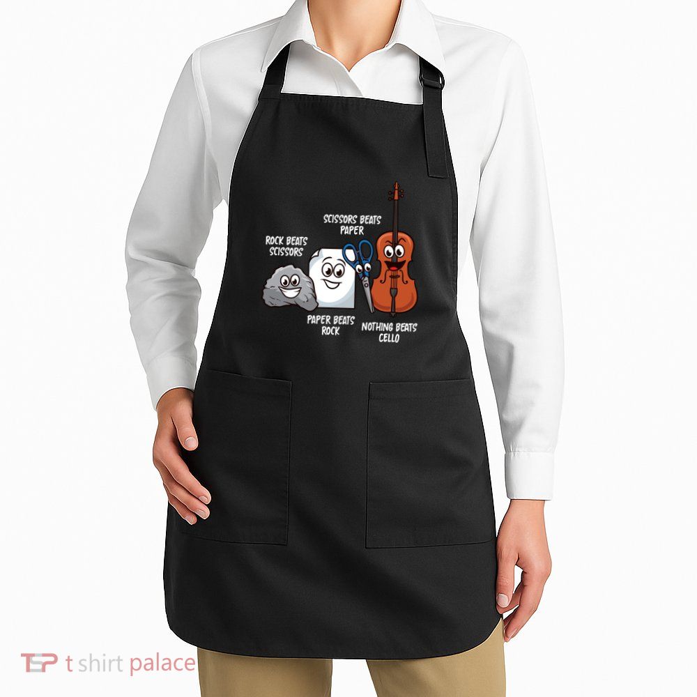 Nothing Beats Cello Rock Paper Scissors Funny For Cellist Apron