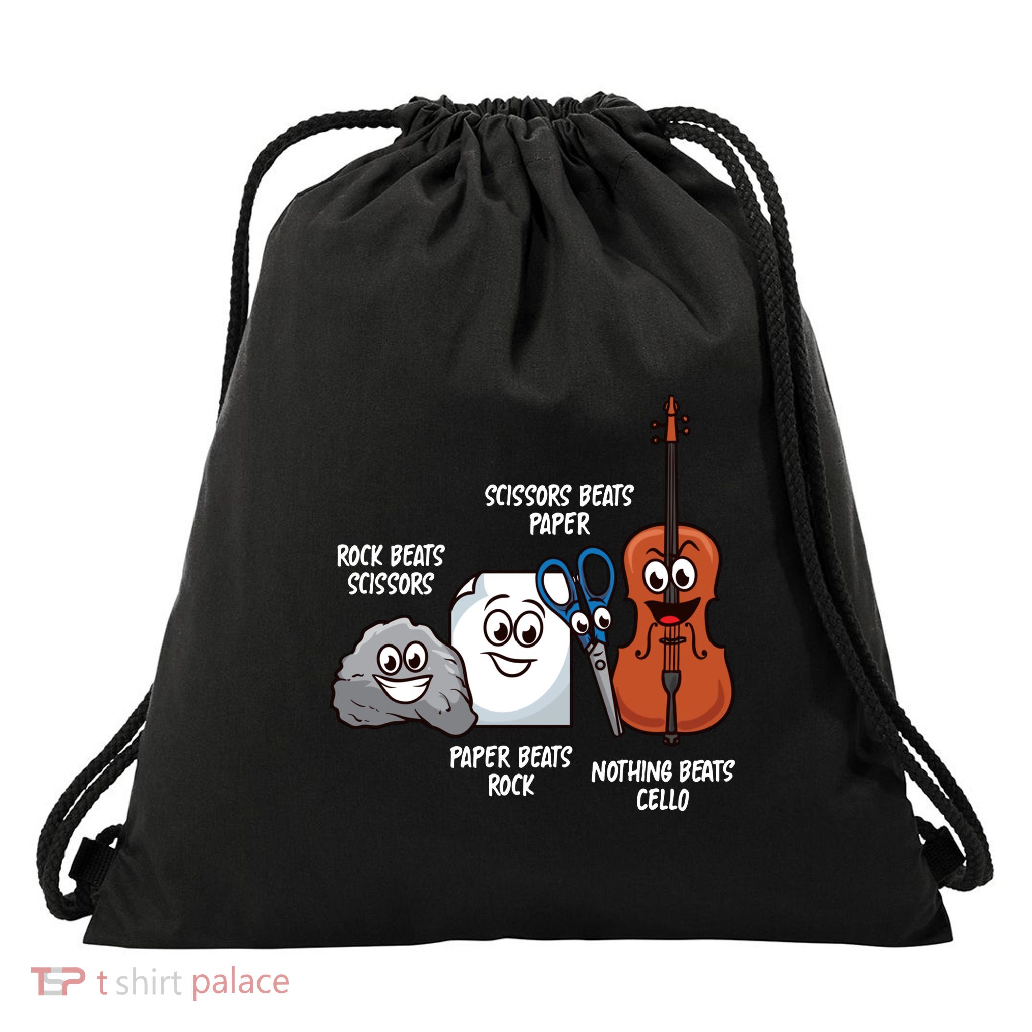 Nothing Beats Cello Rock Paper Scissors Funny For Cellist Drawstring Bag