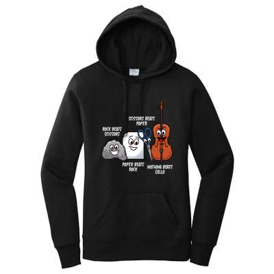 Nothing Beats Cello Rock Paper Scissors Funny For Cellist Women's Pullover Hoodie