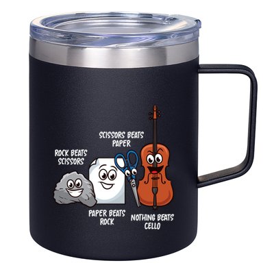 Nothing Beats Cello Rock Paper Scissors Funny For Cellist 12oz Stainless Steel Coffee Mug