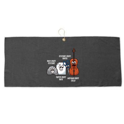 Nothing Beats Cello Rock Paper Scissors Funny For Cellist Large Microfiber Waffle Golf Towel