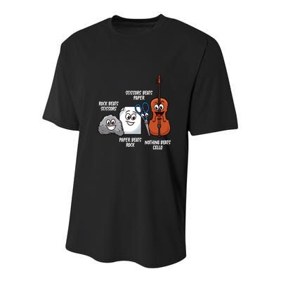 Nothing Beats Cello Rock Paper Scissors Funny For Cellist Youth Performance Sprint T-Shirt