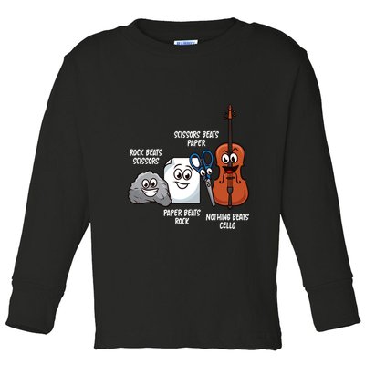 Nothing Beats Cello Rock Paper Scissors Funny For Cellist Toddler Long Sleeve Shirt