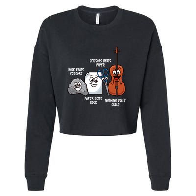 Nothing Beats Cello Rock Paper Scissors Funny For Cellist Cropped Pullover Crew