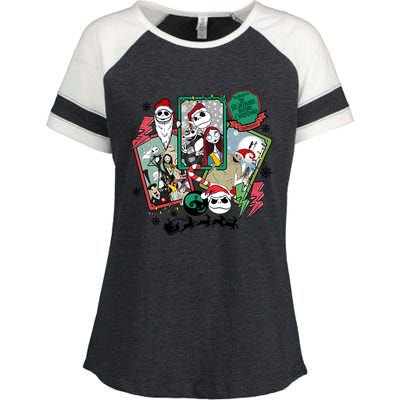 Nightmare Before Christamas Jack Christmas Enza Ladies Jersey Colorblock Tee