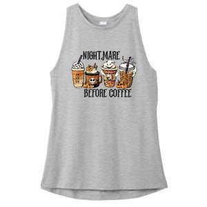 Nightmare Before Coffee Pumpkin Spice Halloween Costume Ladies PosiCharge Tri-Blend Wicking Tank