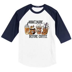 Nightmare Before Coffee Pumpkin Spice Halloween Costume Baseball Sleeve Shirt