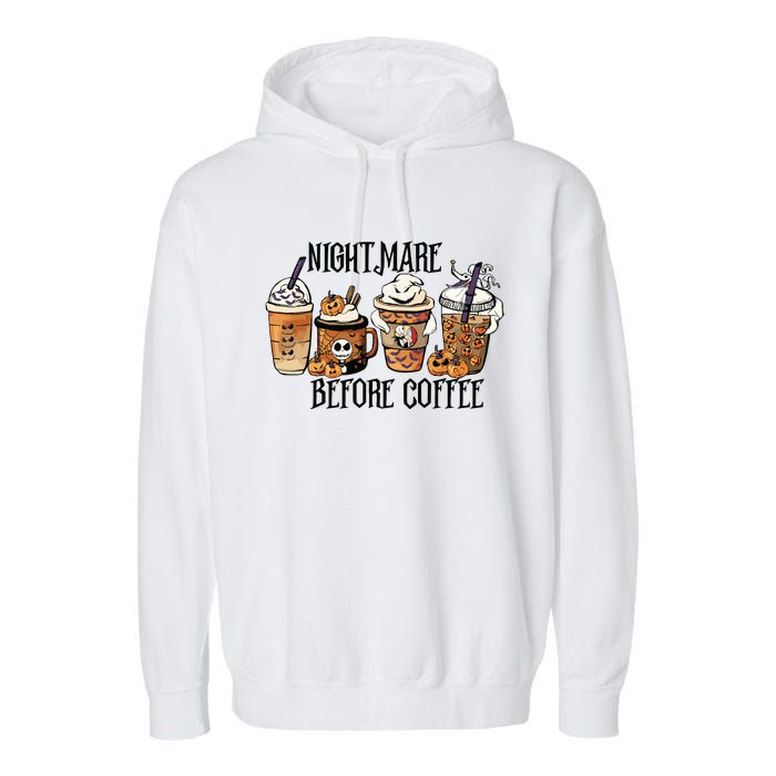 Nightmare Before Coffee Pumpkin Spice Halloween Costume Garment-Dyed Fleece Hoodie