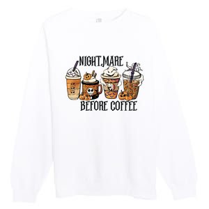 Nightmare Before Coffee Pumpkin Spice Halloween Costume Premium Crewneck Sweatshirt