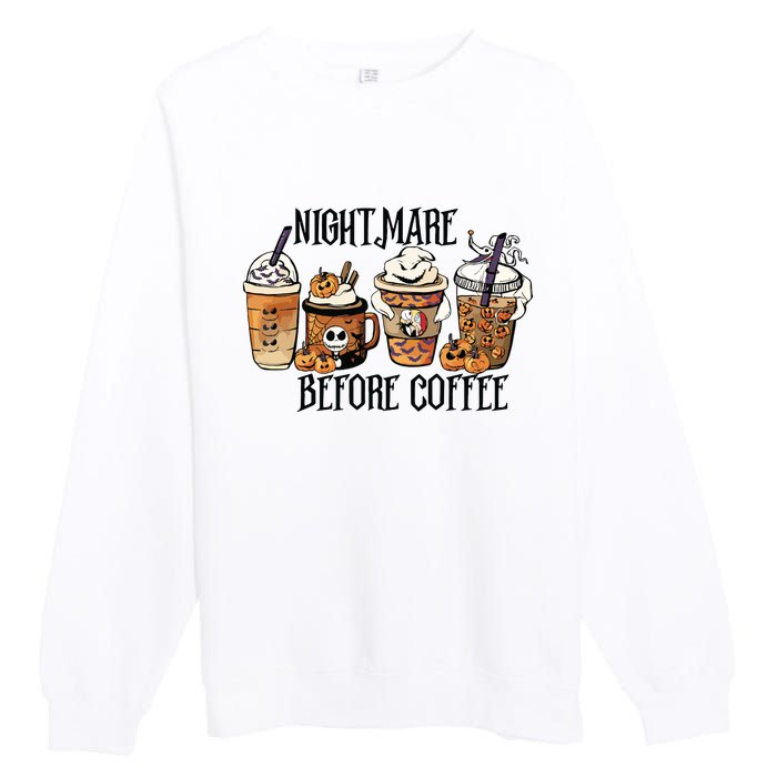 Nightmare Before Coffee Pumpkin Spice Halloween Costume Premium Crewneck Sweatshirt