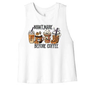 Nightmare Before Coffee Pumpkin Spice Halloween Costume Women's Racerback Cropped Tank