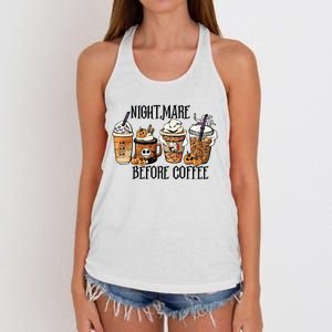 Nightmare Before Coffee Pumpkin Spice Halloween Costume Women's Knotted Racerback Tank