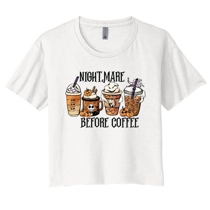 Nightmare Before Coffee Pumpkin Spice Halloween Costume Women's Crop Top Tee