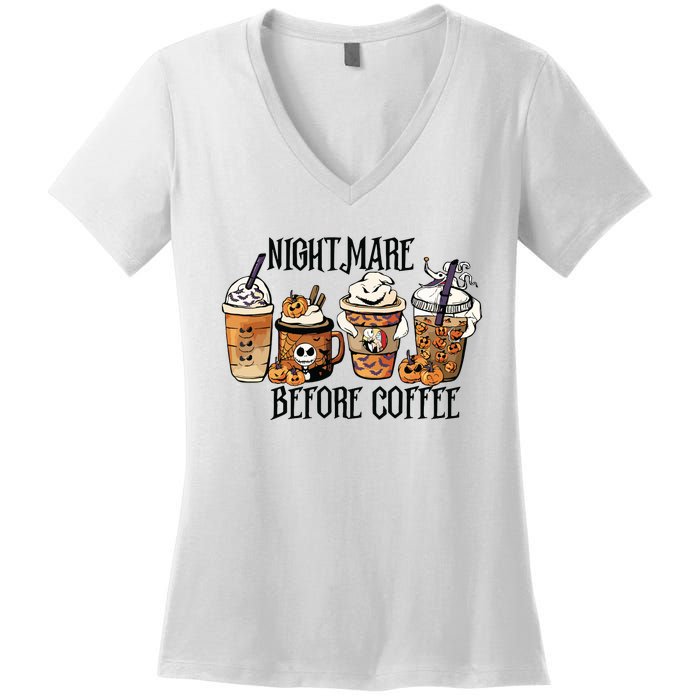 Nightmare Before Coffee Pumpkin Spice Halloween Costume Women's V-Neck T-Shirt