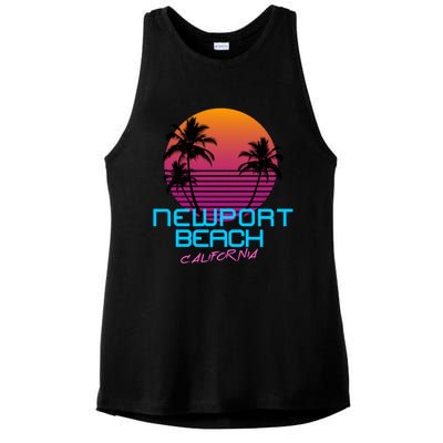 Newport Beach California Retro 80s Meaningful Gift Ladies PosiCharge Tri-Blend Wicking Tank