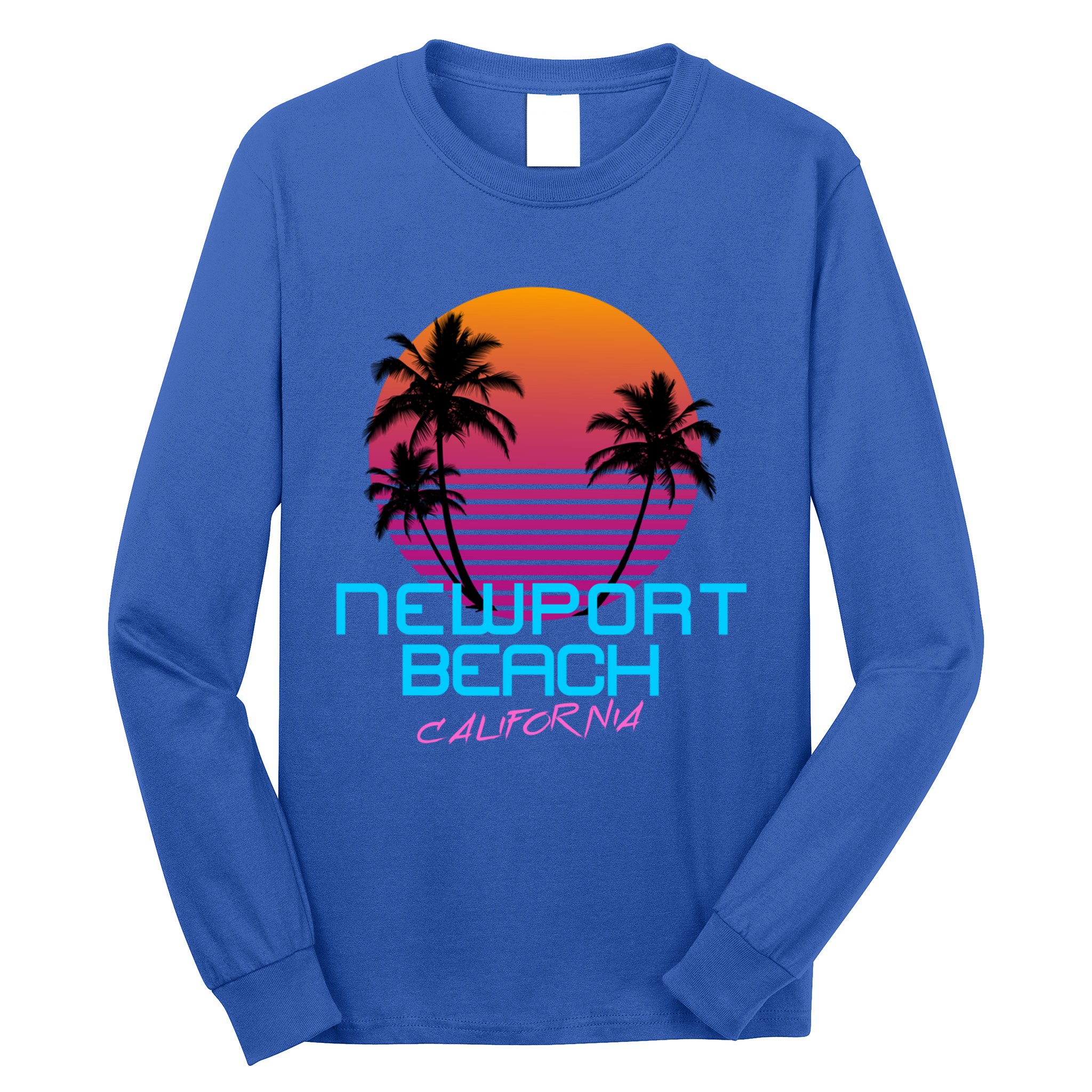 Newport Beach California Retro 80s Meaningful Gift Long Sleeve Shirt