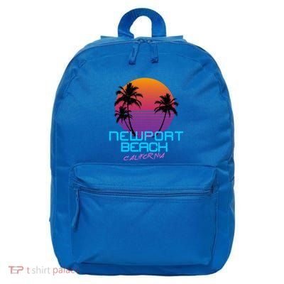 Newport Beach California Retro 80s Meaningful Gift 16 in Basic Backpack