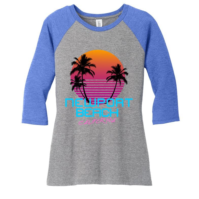 Newport Beach California Retro 80s Meaningful Gift Women's Tri-Blend 3/4-Sleeve Raglan Shirt