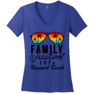 Newport Beach California Family Vacation 2024 Gift Women's V-Neck T-Shirt