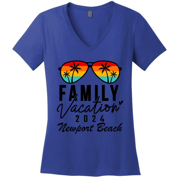 Newport Beach California Family Vacation 2024 Gift Women's V-Neck T-Shirt