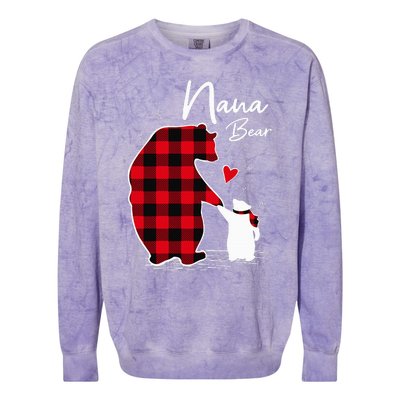 Nana Bear Christmas Pajama Woman Red Plaid Grandma Colorblast Crewneck Sweatshirt