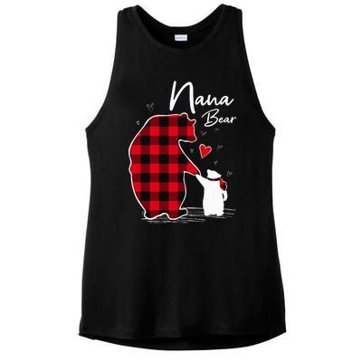 Nana Bear Christmas Pajama Woman Red Plaid Grandma Ladies PosiCharge Tri-Blend Wicking Tank